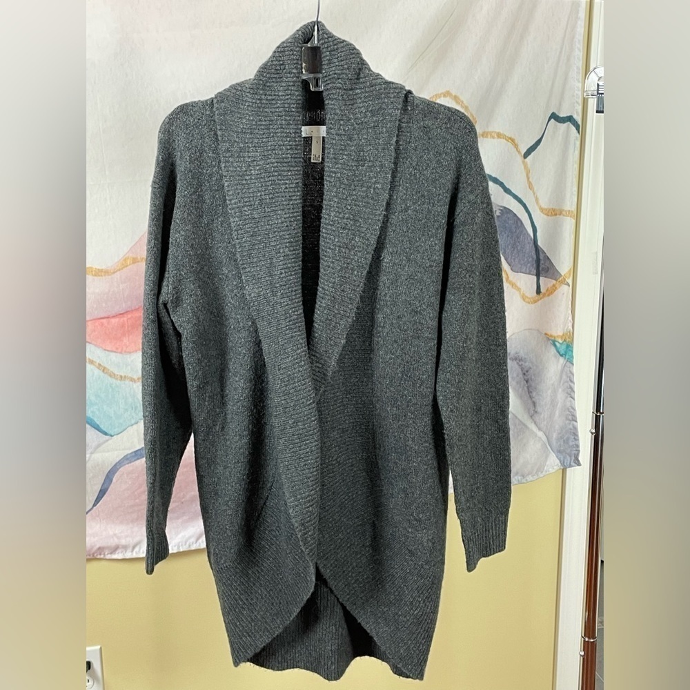 LEITH Gray Open Front Cardigan Sweater Size Small Soft Knit Minimalist Layer